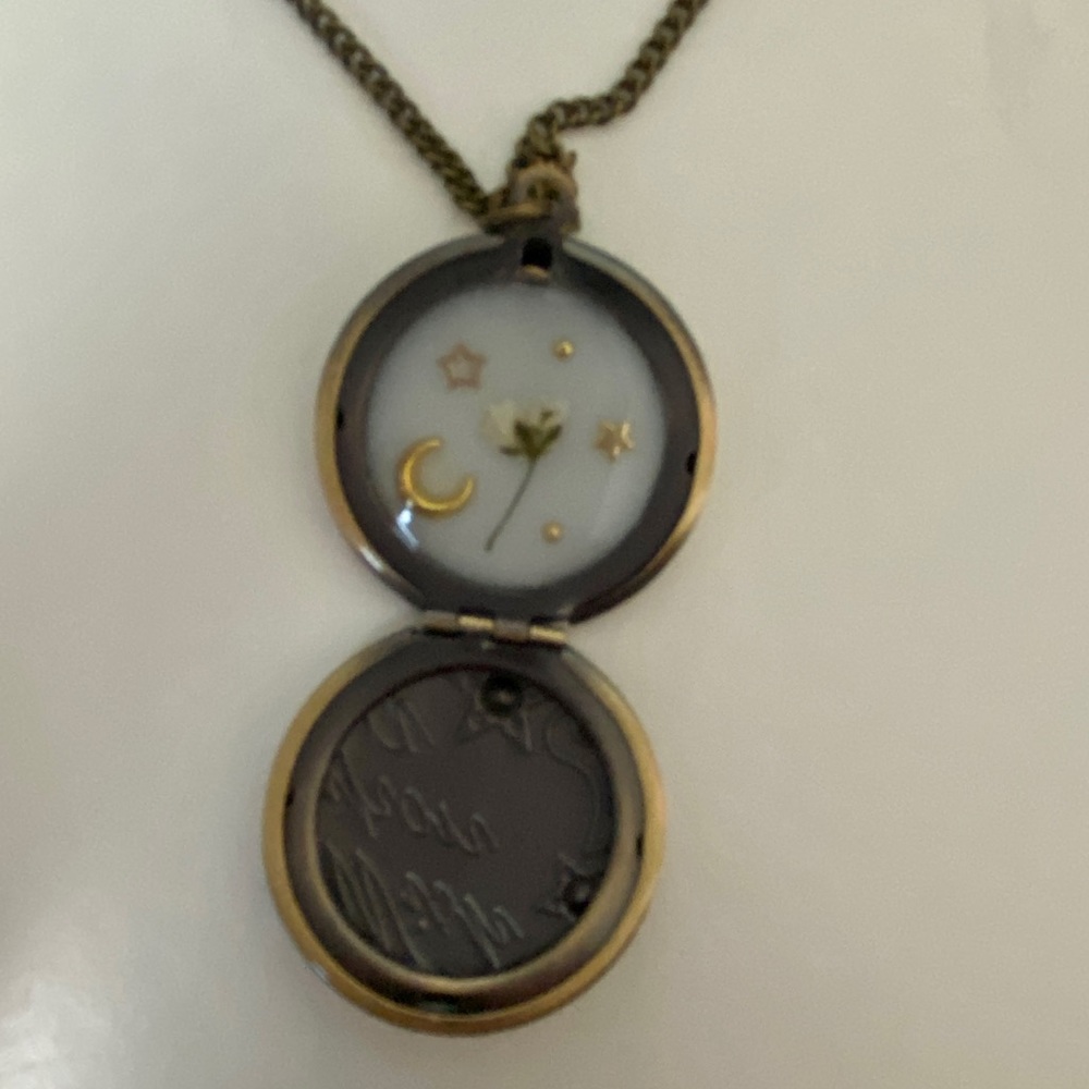 Gold Flower Filled Locket Necklace